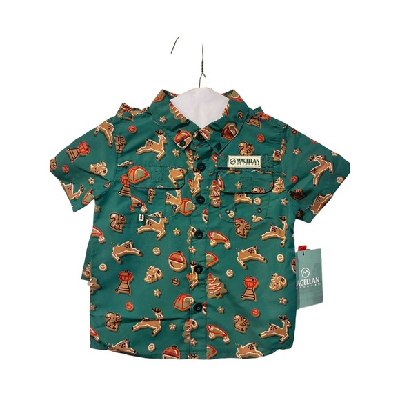 Magellan Outdoors Other - Magellan Outdoors Boys Holiday Cookies Fishing Shirt Shorts Set Green 2T NEW